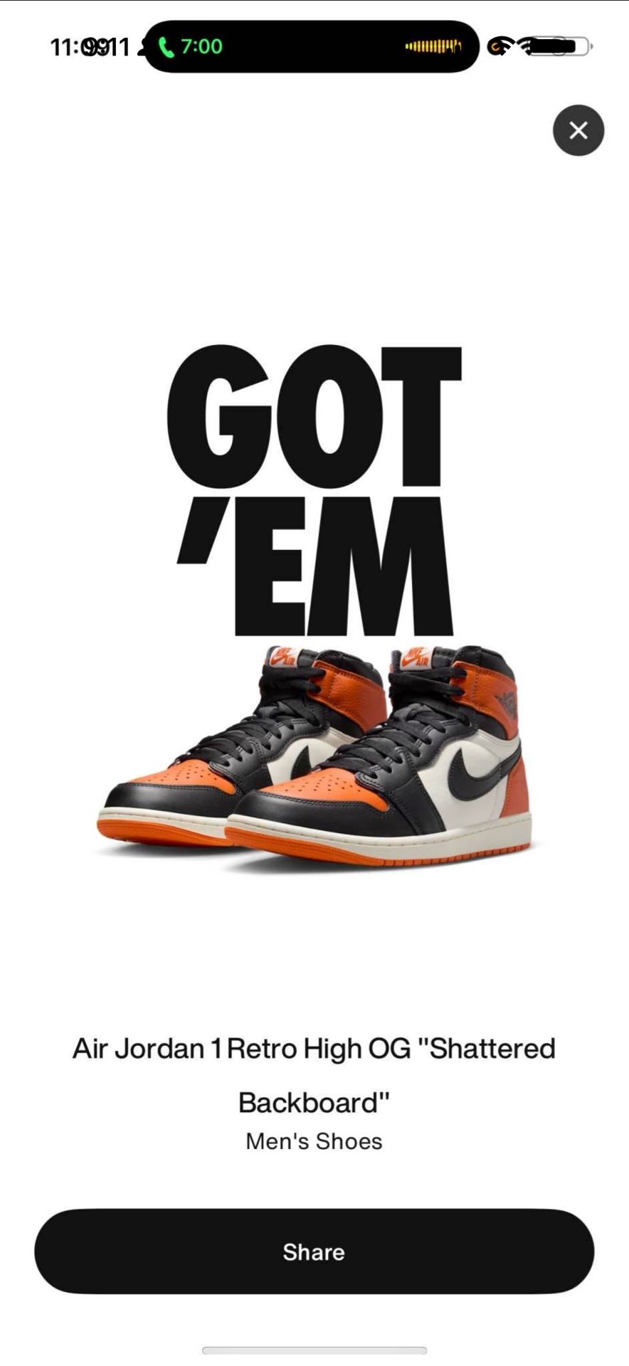 Jordan 1 Shattered Backboard Size 10.5