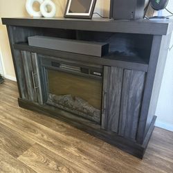 Entertainment/Fireplace TV Stand for TV's up to 50", Black Finish