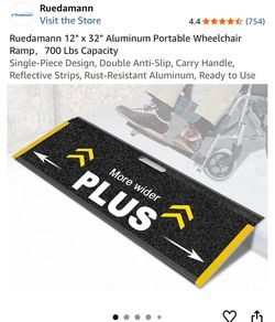 Ruedamann 12" x 32" Aluminum Portable Wheelchair Ramp
