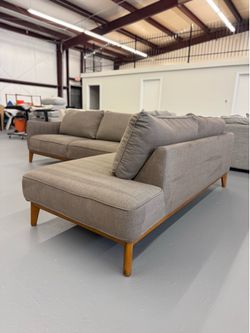 Grey mid century modern sectional sofa - excellent condition