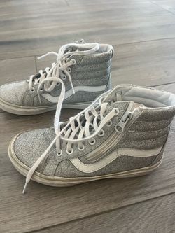 Sparkly silver high top Vans Size 2