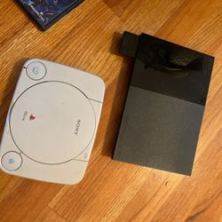 PS1 & PS2 with controllers, cables and games