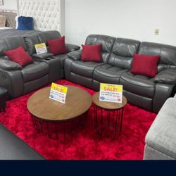 *Spring Time Sale*---Madrid Gray Leather Reclining Sofa/Loveseat Sets---Only $999---Limited Inventory---Delivery Available 