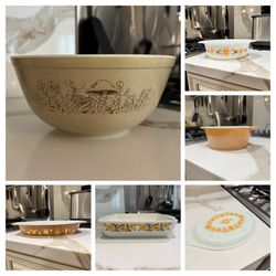 6 Vintage Pyrex and Stoneware