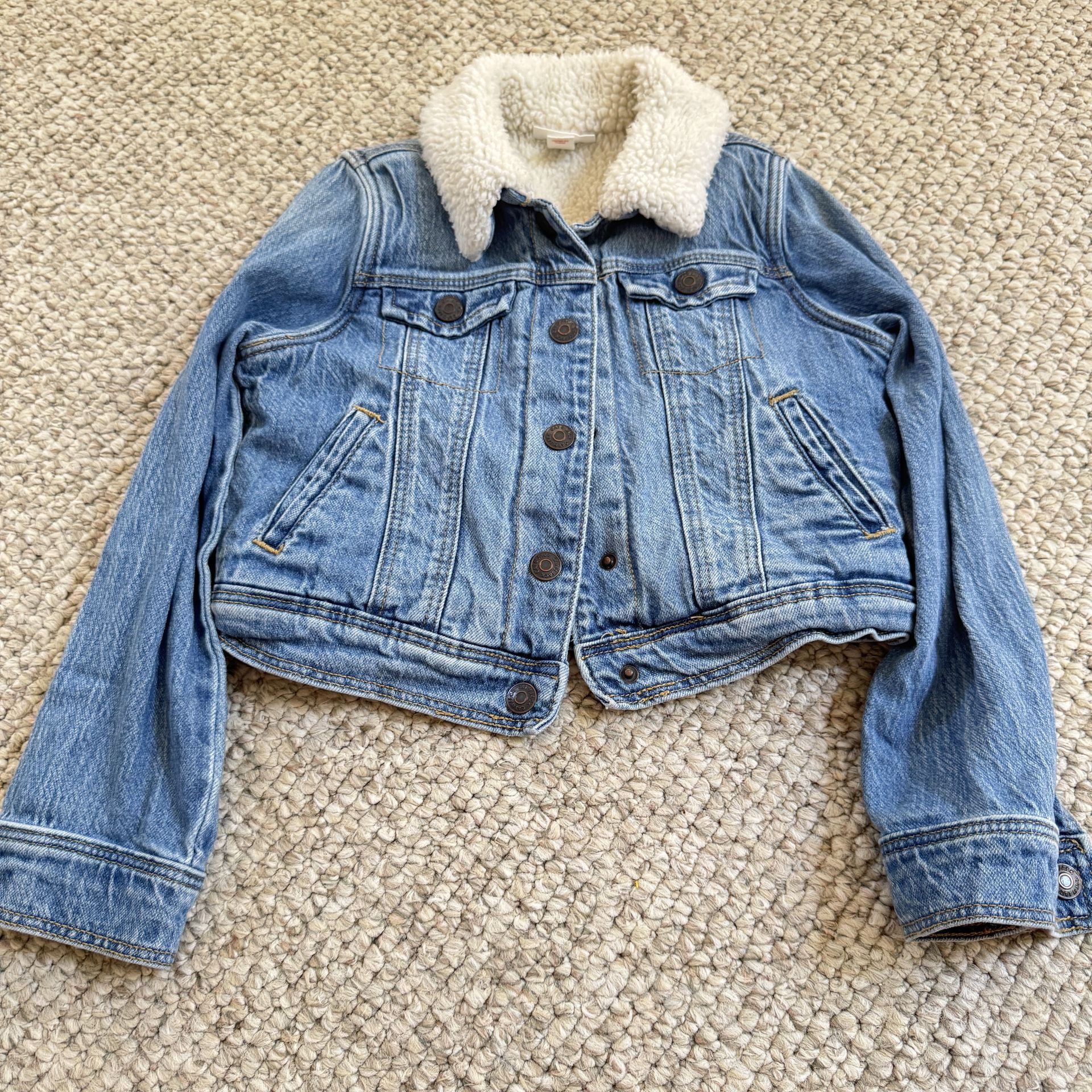 Cat & Jack Denim Serpa Lined Jacket Kids Youth S 6 Truckers Jacket