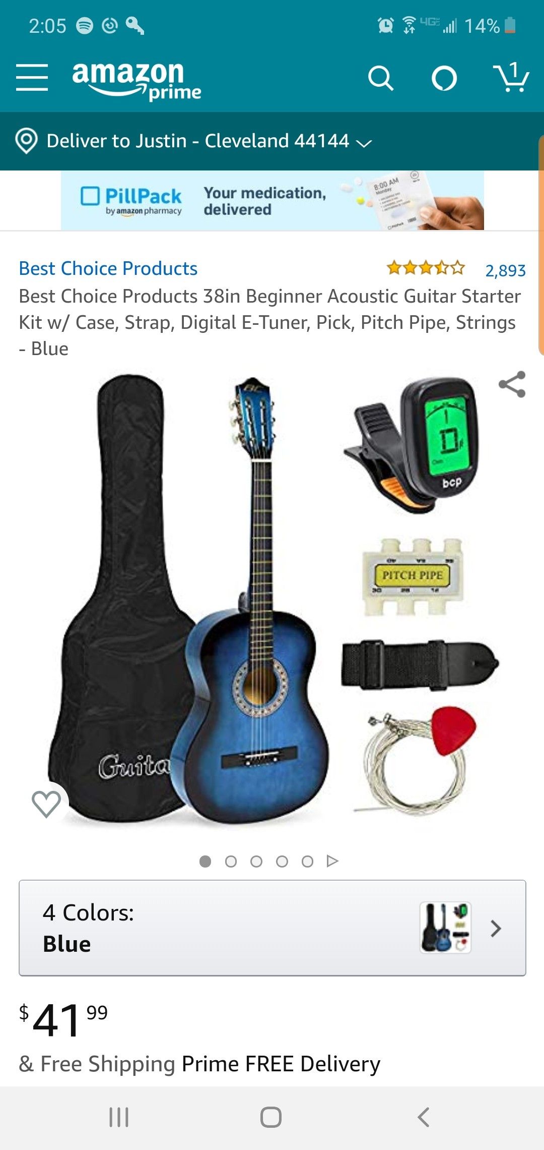 Acoustic guitar 38" with tons of accessories. Brand new