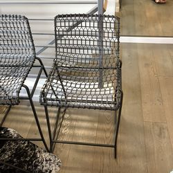 Crate & Barrel Tig Metal Bar Stools – Set of 3