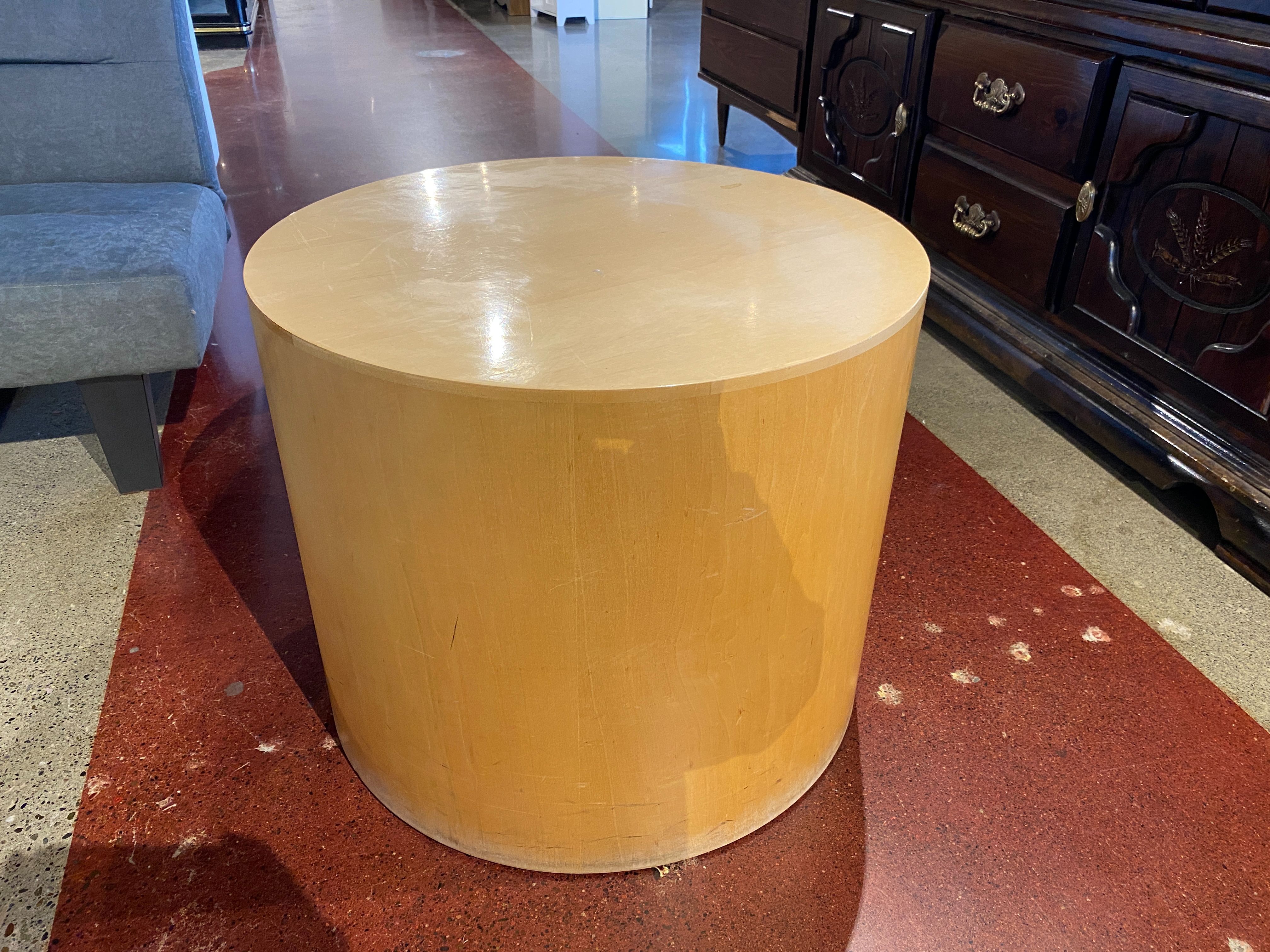 Birch Drum Shaped Side Table