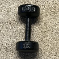  Vintage York Dumbbell 15 Pound 