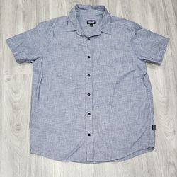 Patagonia Mens Large Blue Organic Cotton Short Sleeve Button Up Shirt