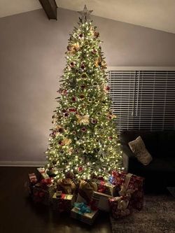 9ft Pre-Lit Artificial Christmas Tree with Metal Stand