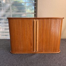 Vintage Wooden Roll Top CD & Cassette Storage Cabinet