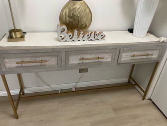 3-Drawer Console Table with Gold Legs