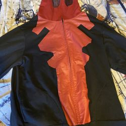 Deadpool zip up jacket with hood as mask Marvel adult size XL