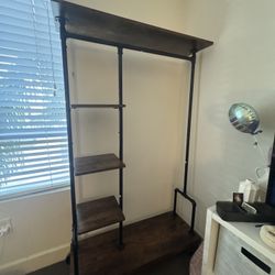 Wood Hanger Rack with Shelves