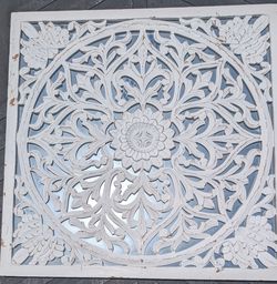 Large Carved Wooden Mandala Wall Art with Mirrored Backing – Made in India