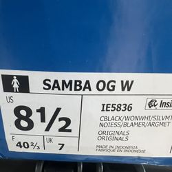 Samba OG  Black And Cream Size 8 1/2