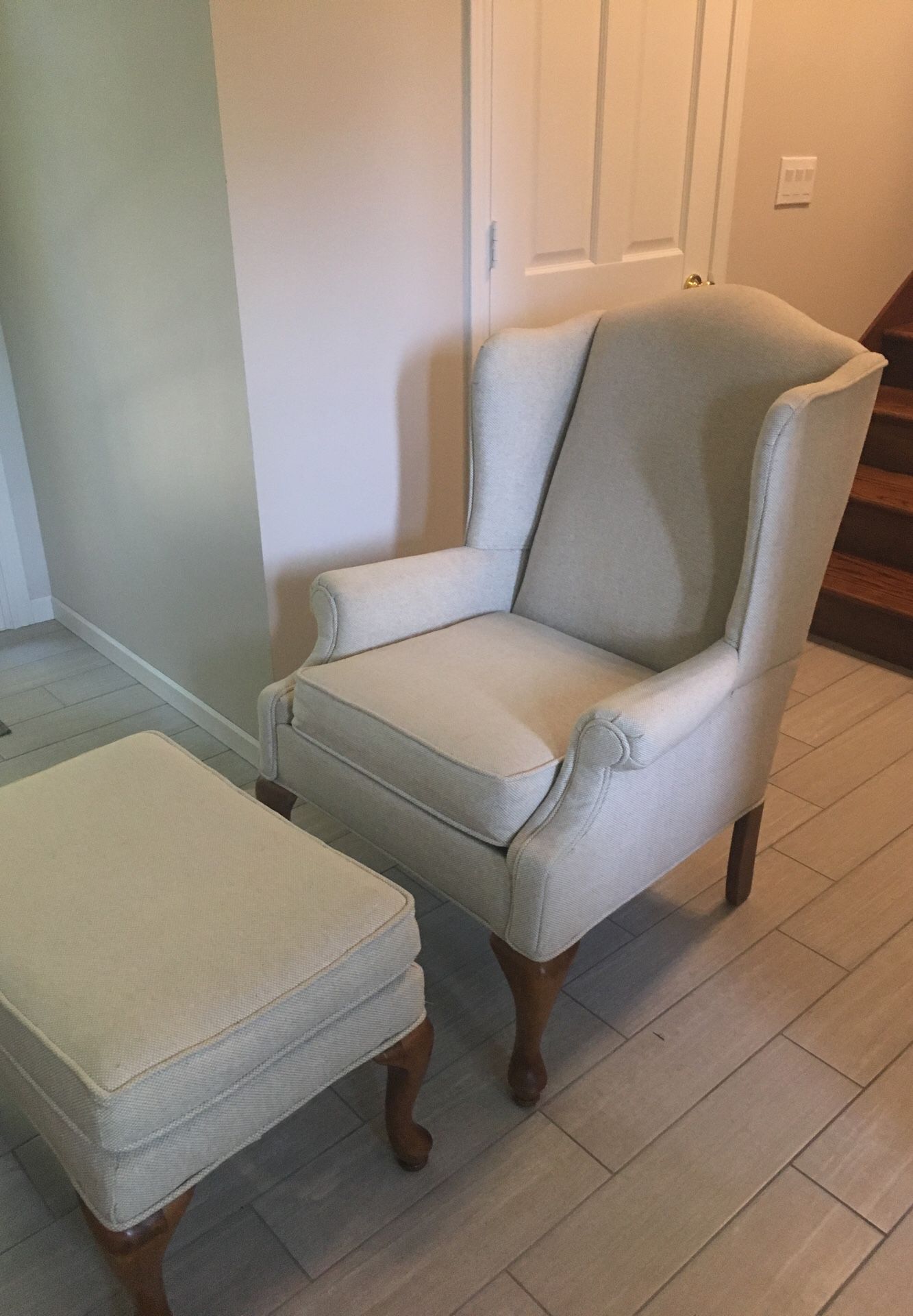 Queen Anne chair with ottoman