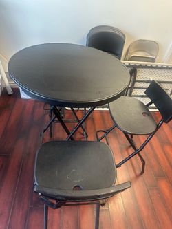 Black high table and chairs