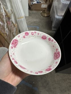 Pink Plate with Floral Rim