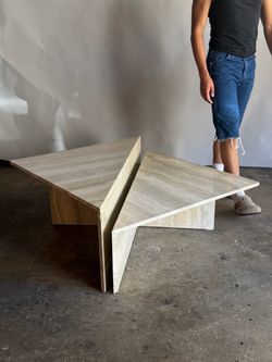 Vintage Travertine Stone Two-Piece Coffee Table