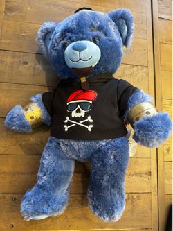 Disney Build-A-Bear Disney Aladdin Genie Blue Plush Bear with Pirate Skull Hoodie