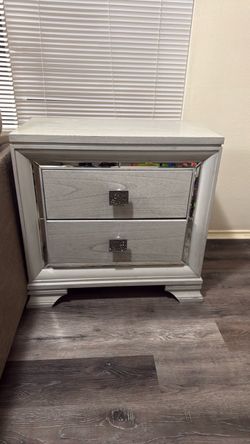 Silver Mirrored 2-Drawer Nightstand