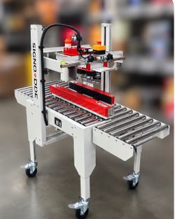 NEW INDUSTRIAL CASE SEALER / BOX TAPING MACHINE + ROLLER CONVEYOR – $1,950 OBO