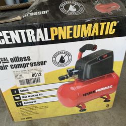 central pneumatic 3 gal oilless air compressor