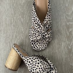 DV Dolce Vita Women's Milna Heeled Sandal - Size 10 Cheetah Animal Polka Dot Print Slides