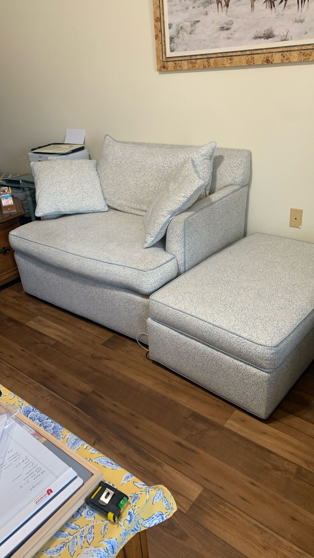 Oversized chair (chair & a half) and ottoman (Ethan Allen)