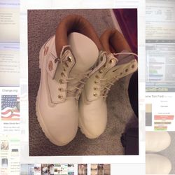 Timberland Mens Boots White Leather Size 10 Men’s  