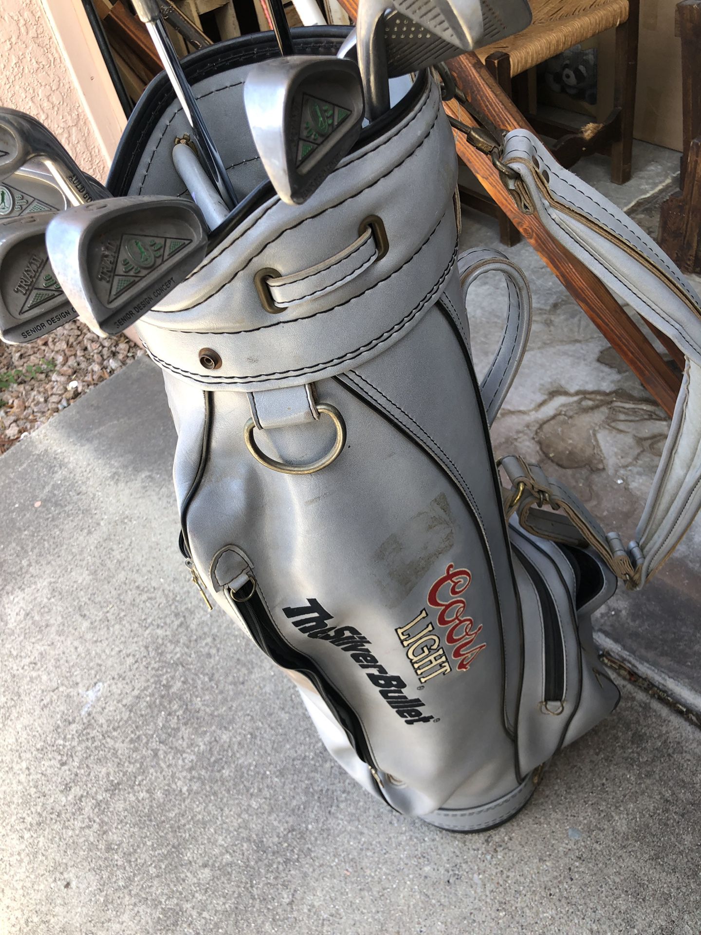 RARE Vintage Genuine Leather COORS Tournament Golf Bag #1001