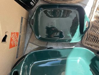 Green Ceramic Baking Dishes Set of 2