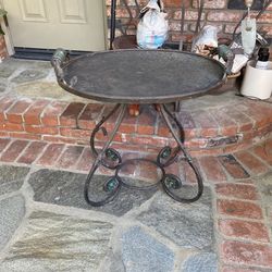 High End Wrought Iron Accent Table For Indoor Outdoor With Glass Decoration