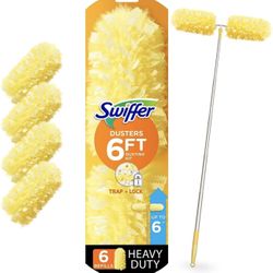 Swiffer Heavy Duty Dusters with Super Extender Handle, 6 Ft Handle, 1 Handle/4 Dusters, 4/Carton
