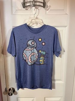 Men’s size Small short sleeve TShirt Light blue.  Star Wars theme.  Preowned only wore once.  Smoke free home .