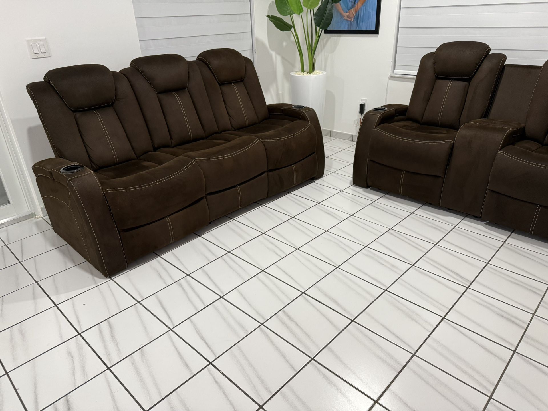 2 PC Dual Power Reclining Sofa