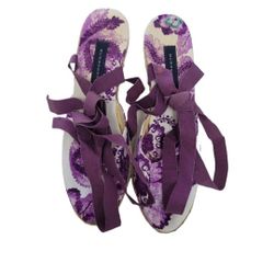 Burberry Floral Wedge Heels with Straps