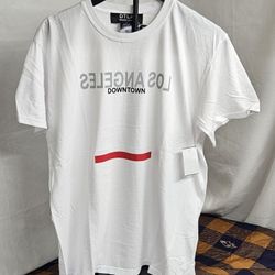 DTLA Brand Jean T-Shirt downtown Los Angeles Size Large crew neck White 