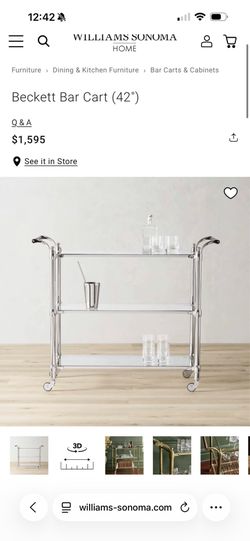 Williams Sonoma Beckett Bar Cart – Polished Nickel | Like New