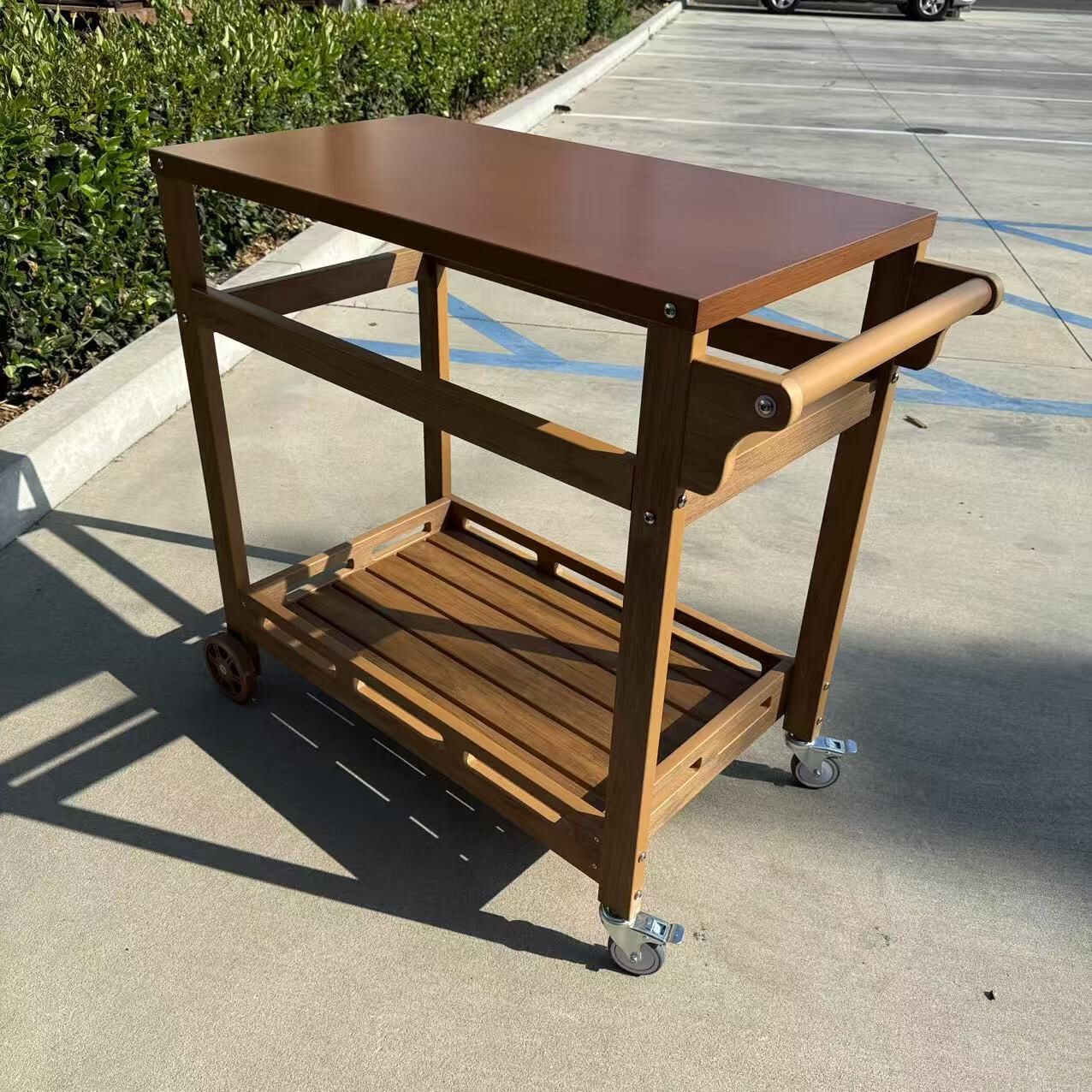 New In Box Outdoor Patio Grilling Serving Catering Cart Push Table With Stainless Steel Top Locking Wheels