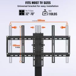 Motorized TV Lift with Swivel, Adjustable Height 28.74-68.11 Inch for 32-70 Inch TVs, Remote Controlled, 154 Lbs Capacity, Manual Left/Right Swivel 30