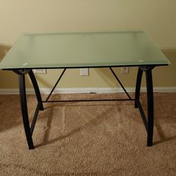 Tempered Glass Top Computer Desk