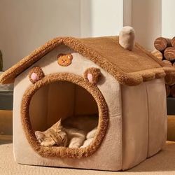 Foldable Pet House Removable Washable Cat House Puppy Cave Sofa Pet Bed - Large