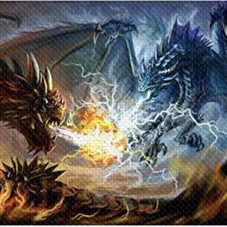 Puzzles for Adults 1000 Piece Jigsaw Puzzles Fire Dragon and Electric Dragon Fight Puzzle Game for Indoor Activity Family Game Toy Gifts (27.5"x 19.7"