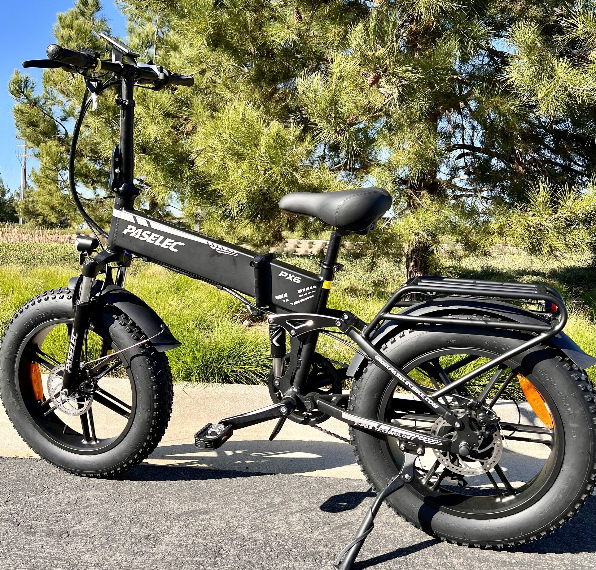✅ BRAND NEW - 750 Watt Electric Folding Bike, Power regen Tech, Fat Tire, Full Suspension(Black-OR-Army Green)PX6 Pro Paselec ⚡️