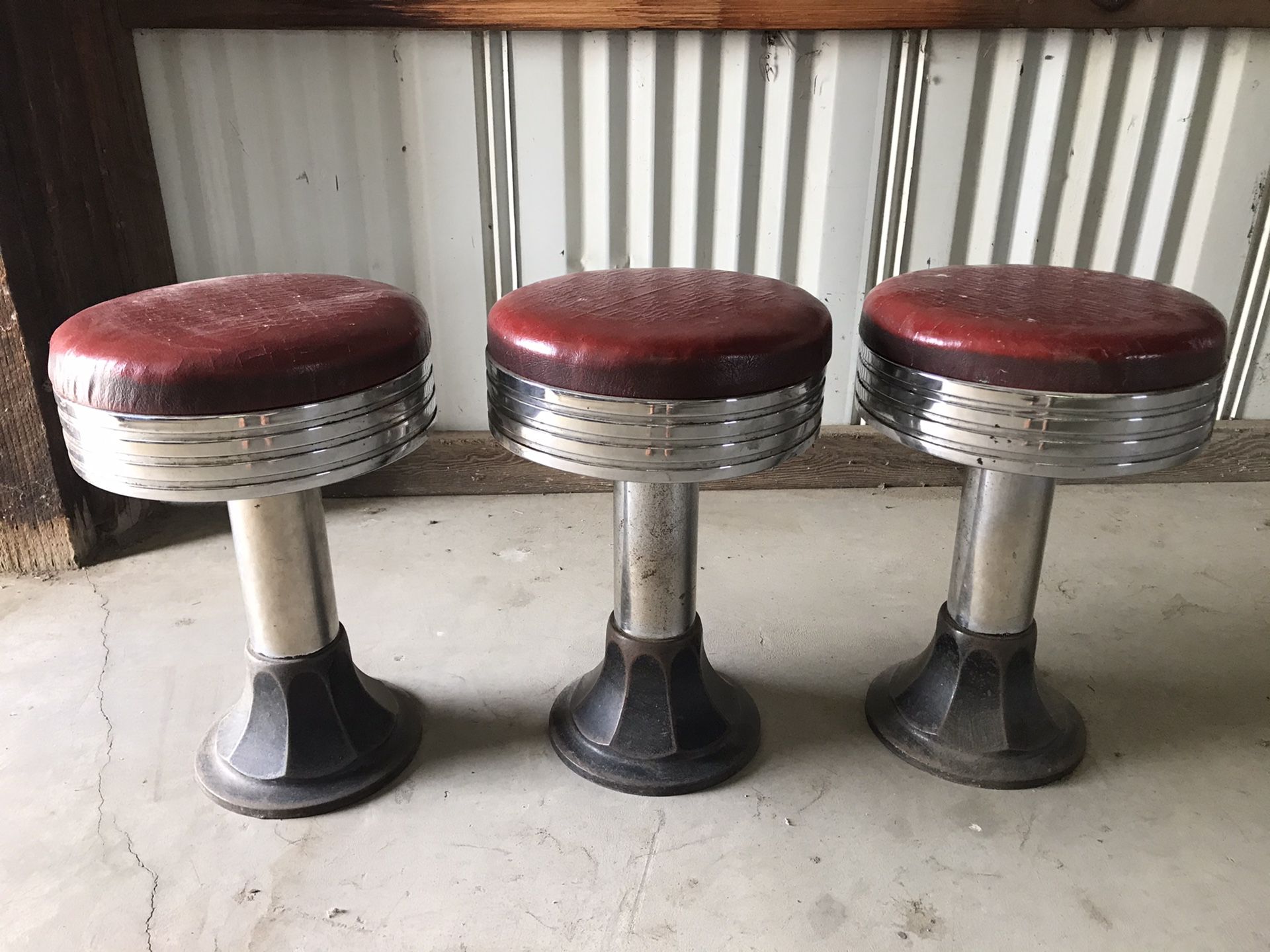 3 Antique soda fountain stools