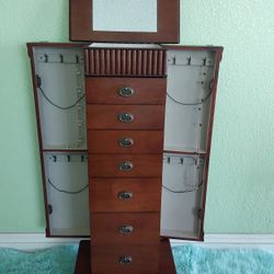 Standing Wooden Jewelry  Armoire 