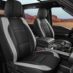 Front Seat Covers for Ford F-150 / F-250 / F-350 / F-450 – Black & Gray